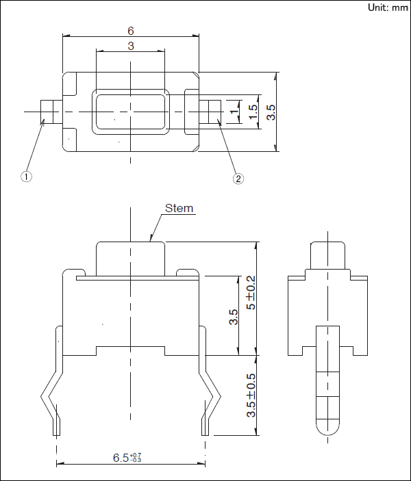 6.0×3.5×5.0mm مفاتيح اللباقة 2.55N